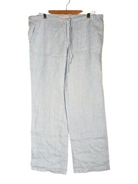 Victoria's Secret 100% Linen Wide Leg Pants Light Blue Casual Beachy 6 LONG